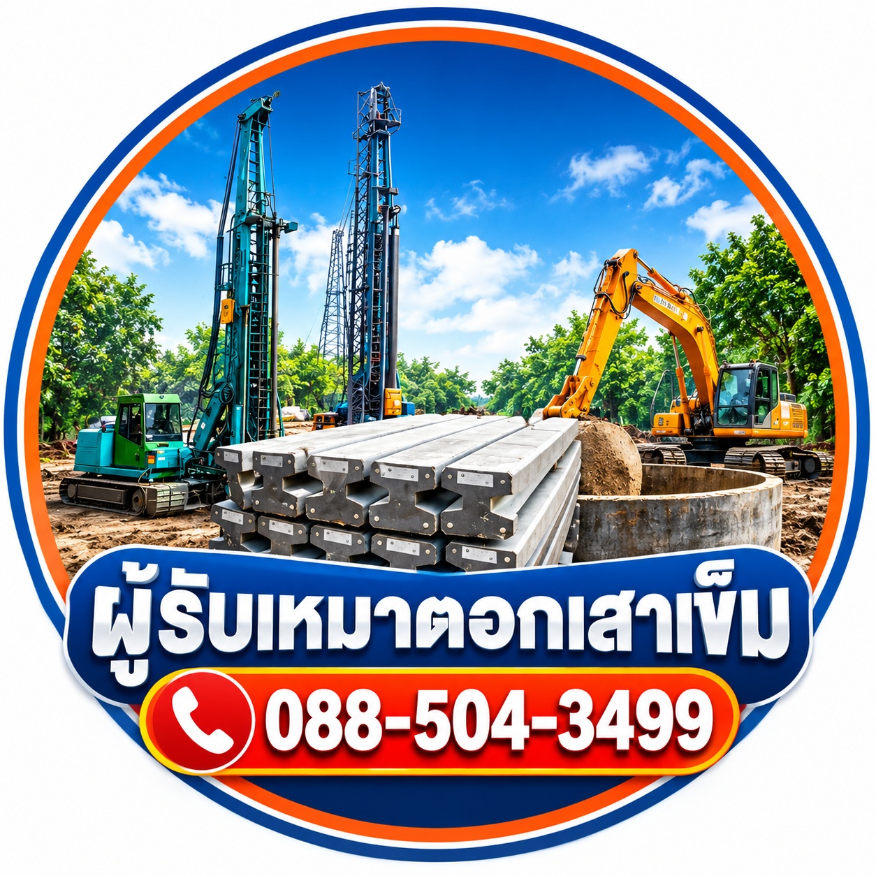 รูปโปรไฟล์ รับเหมาตอกเสาเข็ม 088-504-3499